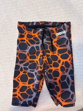 Arena Men's Orange & Black Patterned Swim Jammer